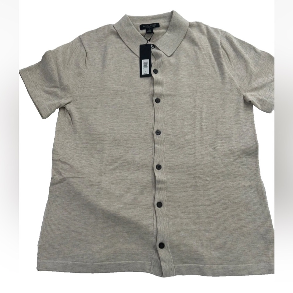 Men Banana Republic Casual Shirt Light Beige size medium 100% Supima Cotton